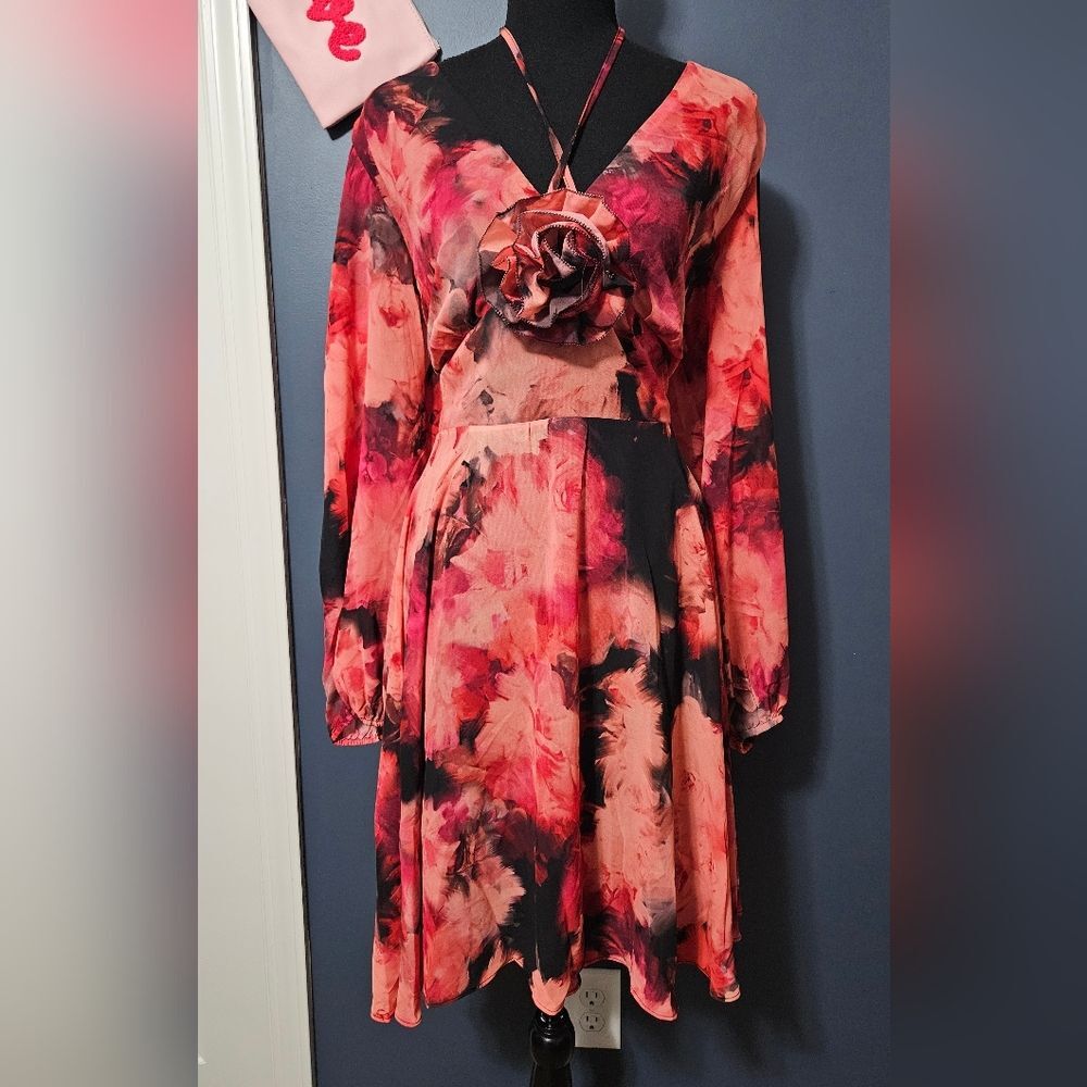 NWT City Chic Mischa Flower Accent Chiffon Mini Dress Plus Size 16W